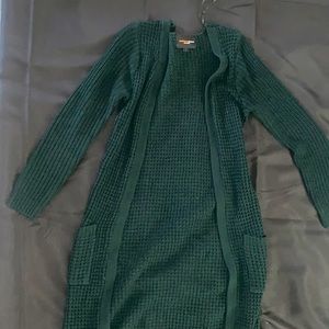 Forest green long cardigan sweater